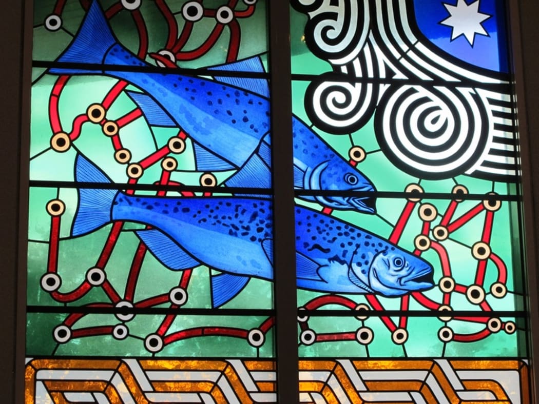 Stained glass designed by Nigel Brown
