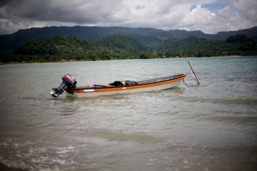 A Prao or traditional Melanesian boat at the town of Vanimo in Papua New Guinea near the border with Indonesian-controlled West Papua.