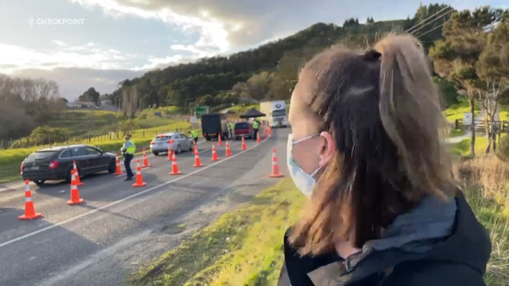 The new police checkpoint at the Brynderwyn hills heading north from Auckland.