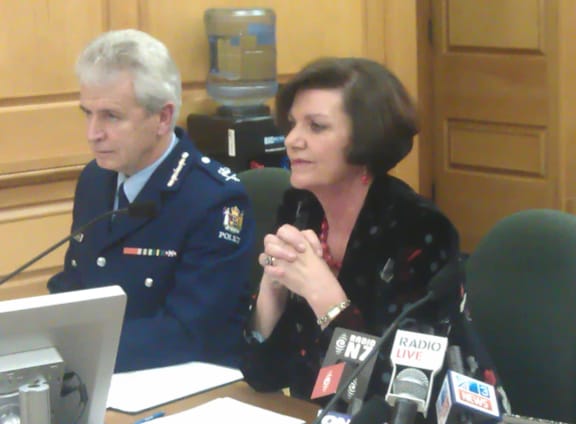 Police Commissioner Peter Marshall and Police Minister Anne Tolley.