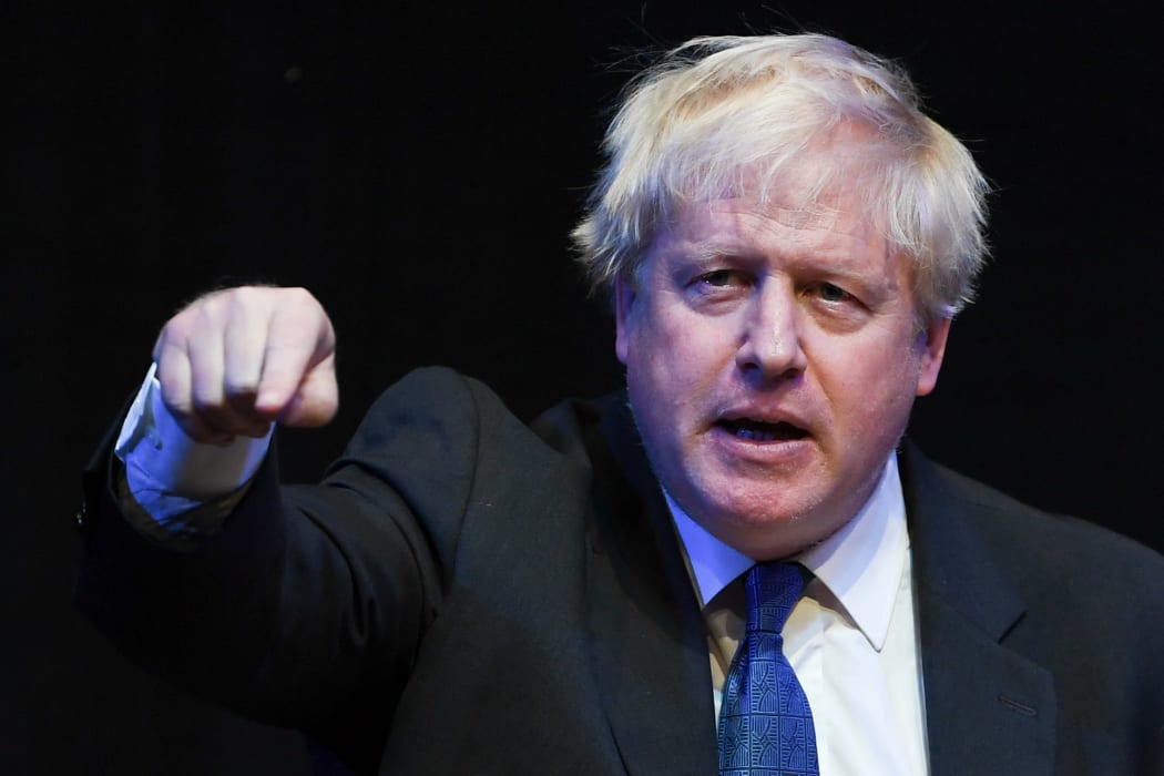 British Conservative Party politician Boris Johnson gives a speech during a fringe event on the sidelines of the third day of the Conservative Party Conference.
