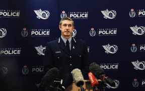 Police Commissioner Andrew Coster fronting a news briefing after a shooting in West Auckland.