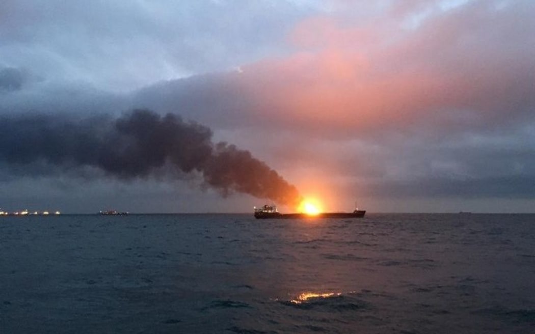 Two Tanzania-flagged vessels burn in Kerch Strait, Crimea, Russia. A total of 31 crew members from India and Turkey were on board the ships at the time of the incident.