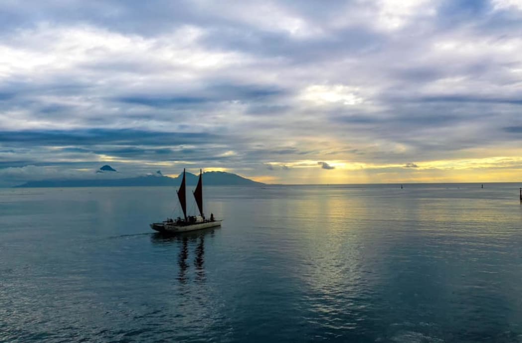 Faafaite at sunset in Tahiti
