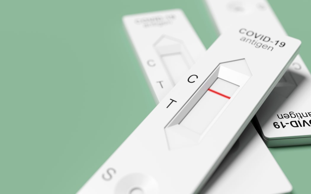 Covid rapid antigen nasal test. Self test at home or at corona test station. 3d illustration