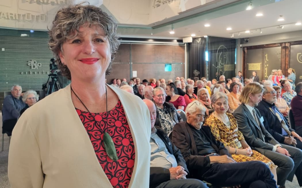 Author Dr Rachel Buchanan at the launch of 'Te Motunui Epa' in New Plymouth on 21 November 2022.