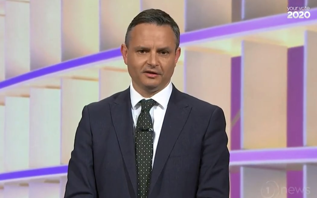 Green Party co-leader James Shaw during the minor parties' debate.