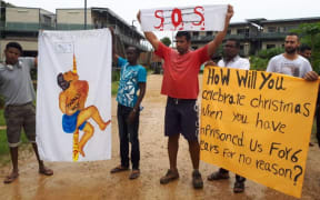 A refugee protest at the East Lorengau Transit Centre.