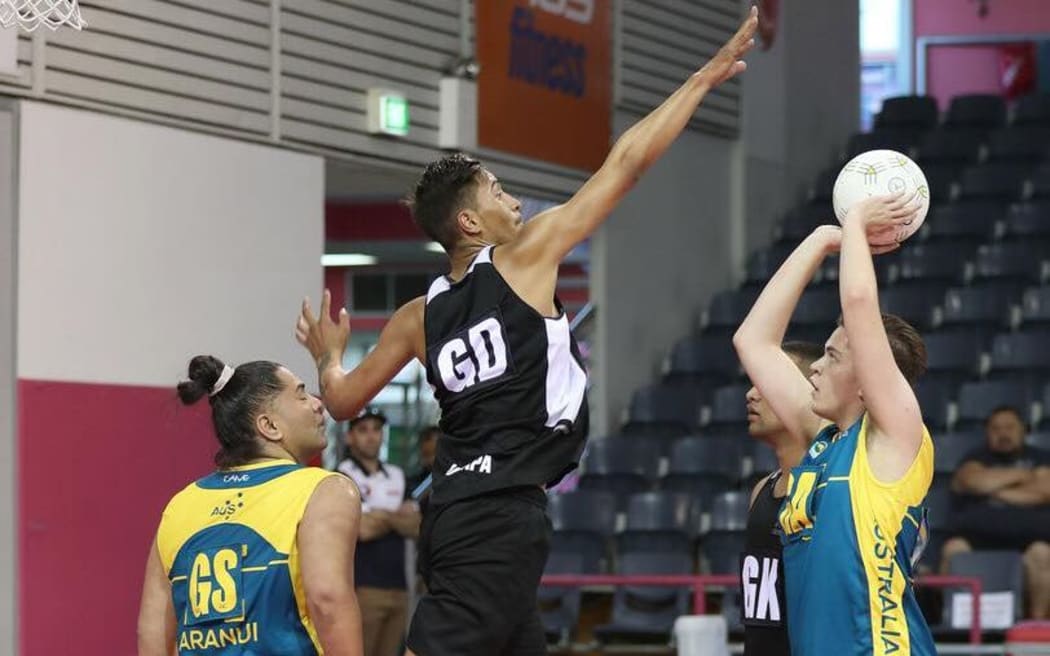 New Zealand defending Australia during 2018 trans-Tasman Cup