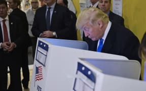 Donald Trump preparing to vote in New York.