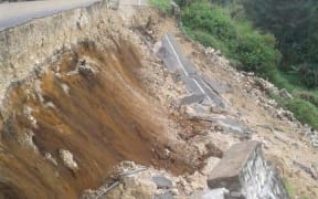 Portion of the new Mendi - Kandep road has been destroyed following the 7.5 earthquake.