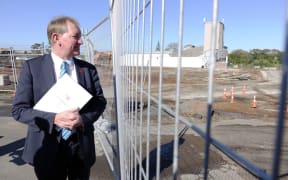 Nick Smith at a housing development in Three Kings in Auckland.