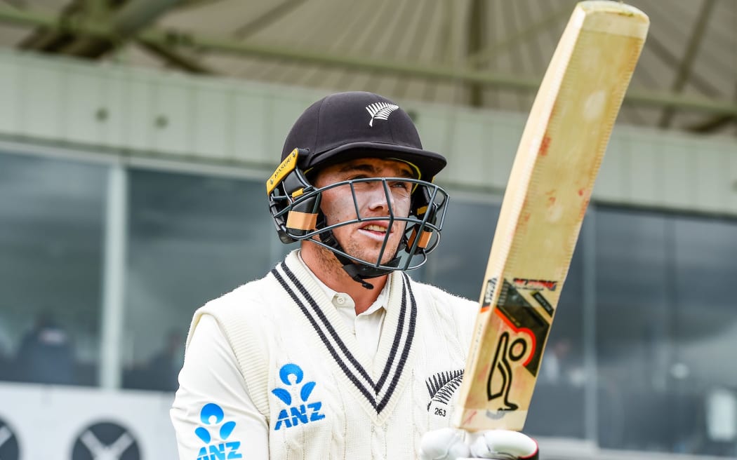 Tom Latham heads out to bat in the second cricket Test between the Black Caps and Sri Lanka in Christchurch.