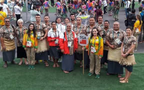 Team Tonga at their Welcoming Ceremony in the Olympic Village.