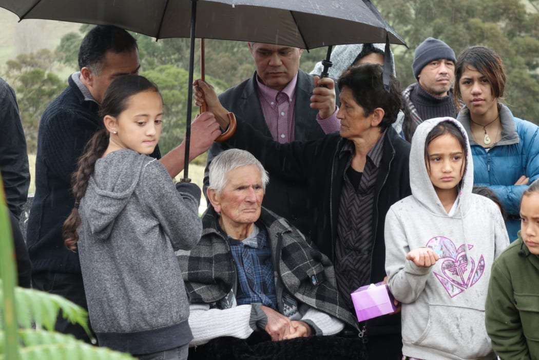 Sir Graham and other whanau at Lady Latimer's funeral.