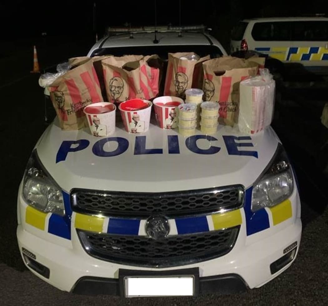 Police say the offenders were found with  "a car boot full" of KFC.