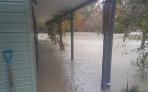 The scene from Okuku resident Gary Williams' place at Inglis Rd today.