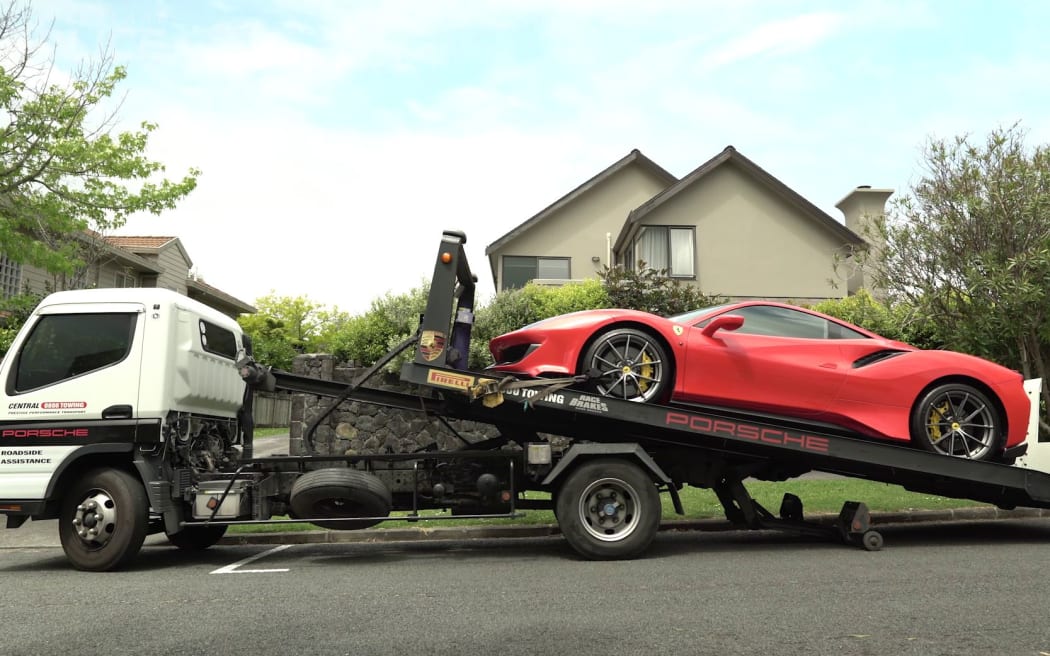 A luxury vehicle (Ferrari) seized by Police during Operation Cincinnati.