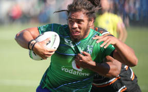 Isaiah Papali'i of the Warriors in the NRL Pre-season trial match.