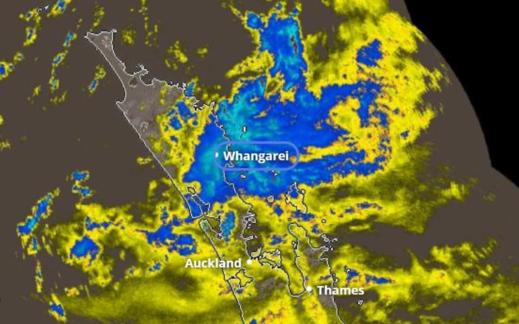 MetService's rain radar over Northland and Auckland at 8.13pm 31 January 2023.