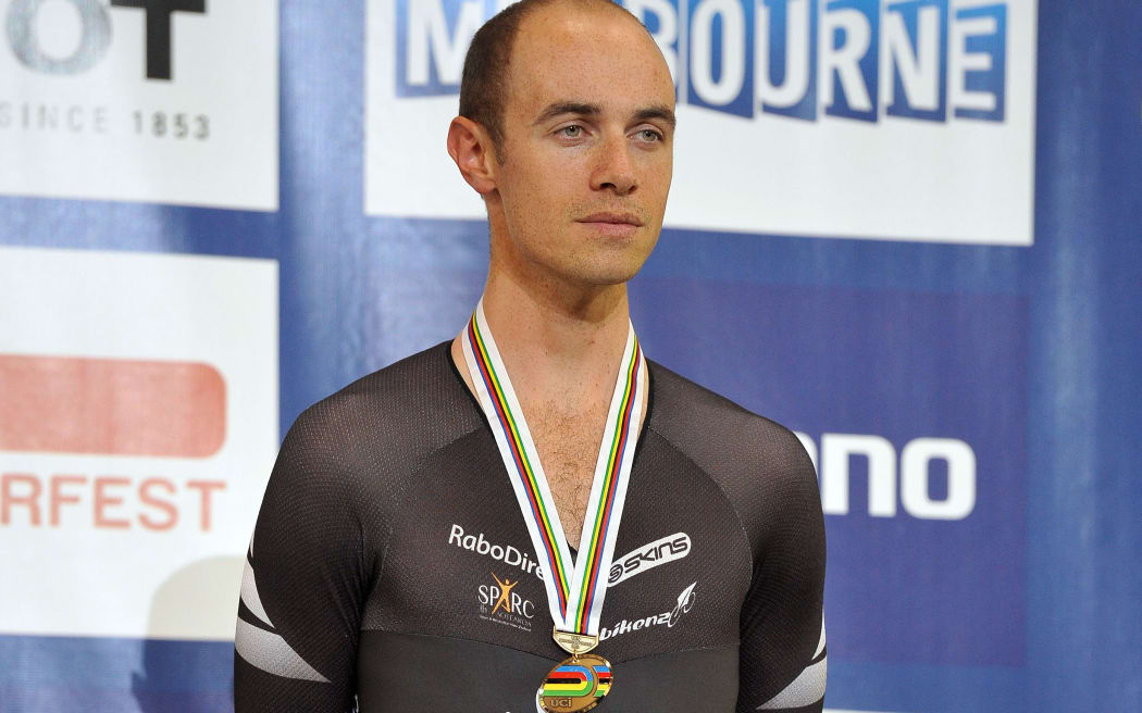 Westley Gough (NZ) 3rd/bronze medal. 2012 UCI Track Cycling World Championships. Melbourne.