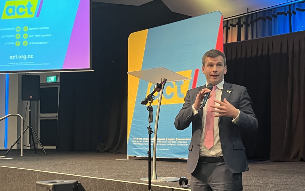 ACT party leader David Seymour addresses a public meeting on housing density in Christchurch on Thursday, September 22, 2022.