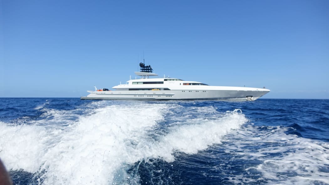 The Dragonfly, 73m top speed 27knots range 4300 nautical miles. One of the villagers in the Shepherd Islands said too him it was like a floating City had arrived.