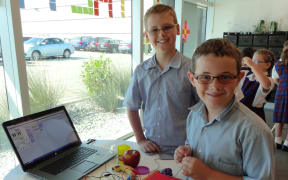 Apples, bananas and cabbage was all that these boys from St Theresa's school needed to create a musical instrument.
