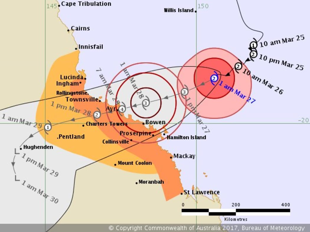 Tropical cyclone Debbie bears down on northern Queensland RNZ