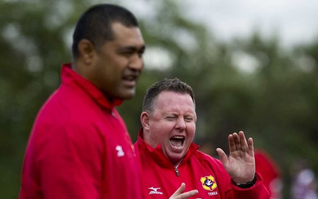 Tonga coach Toutai Kefu and assistant coach Matt O'Connor.