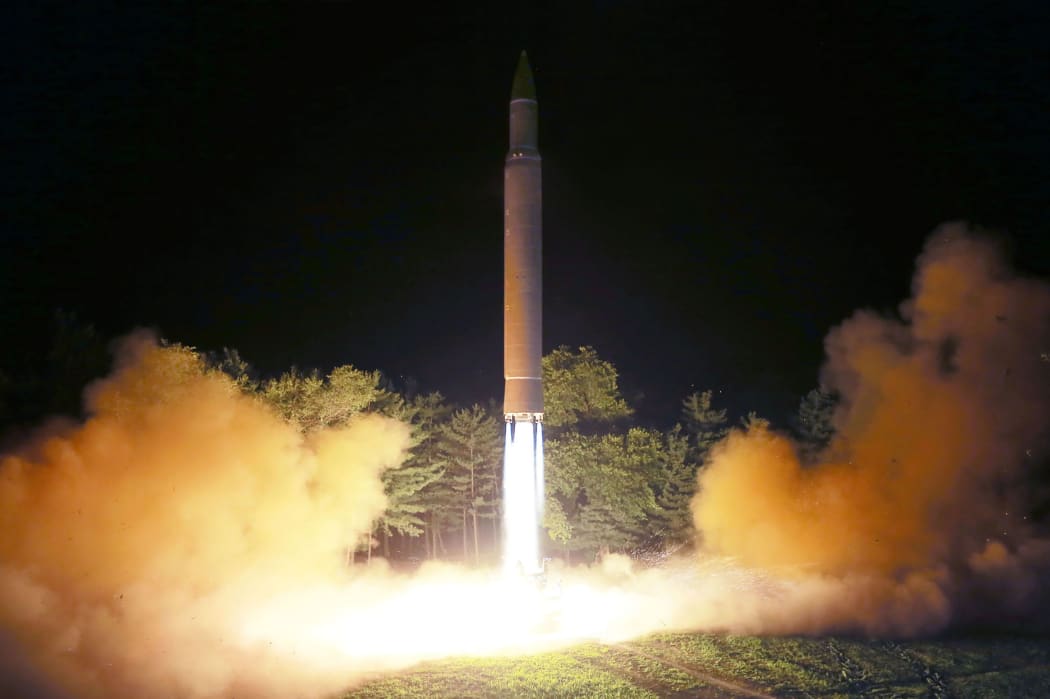 A picture released by Korean Central News Agency showing North Korea's intercontinental ballistic missile (ICBM) Hwasong-14 being launched at an undisclosed place in North Korea.