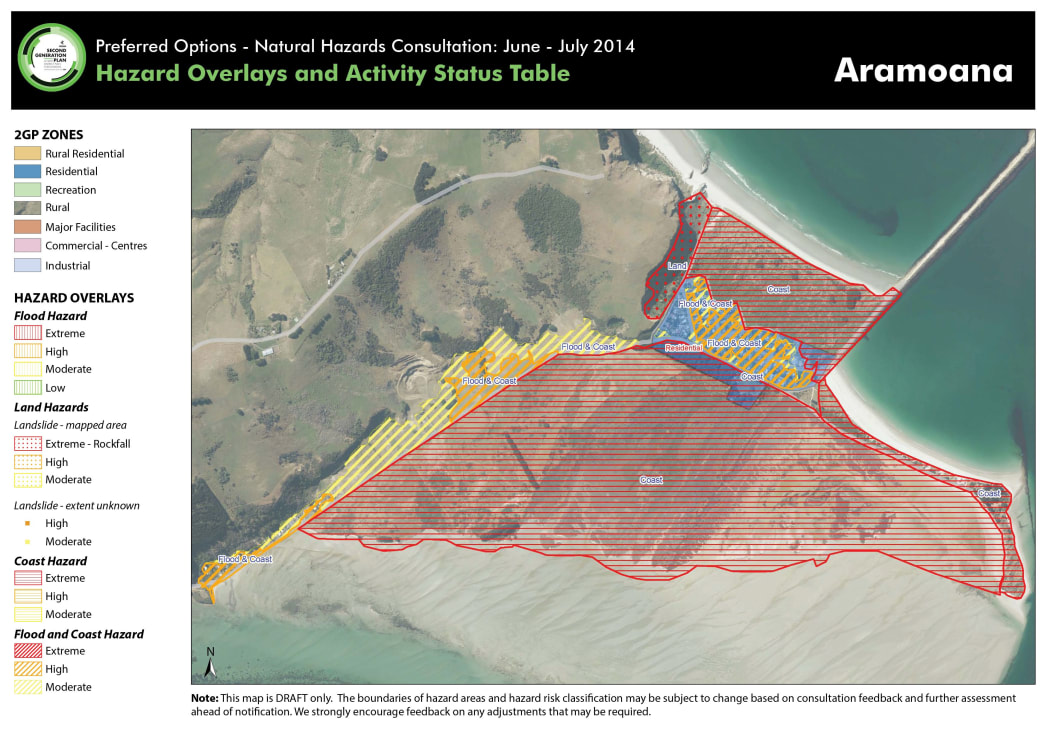 The proposed hazard map for Aramoana.