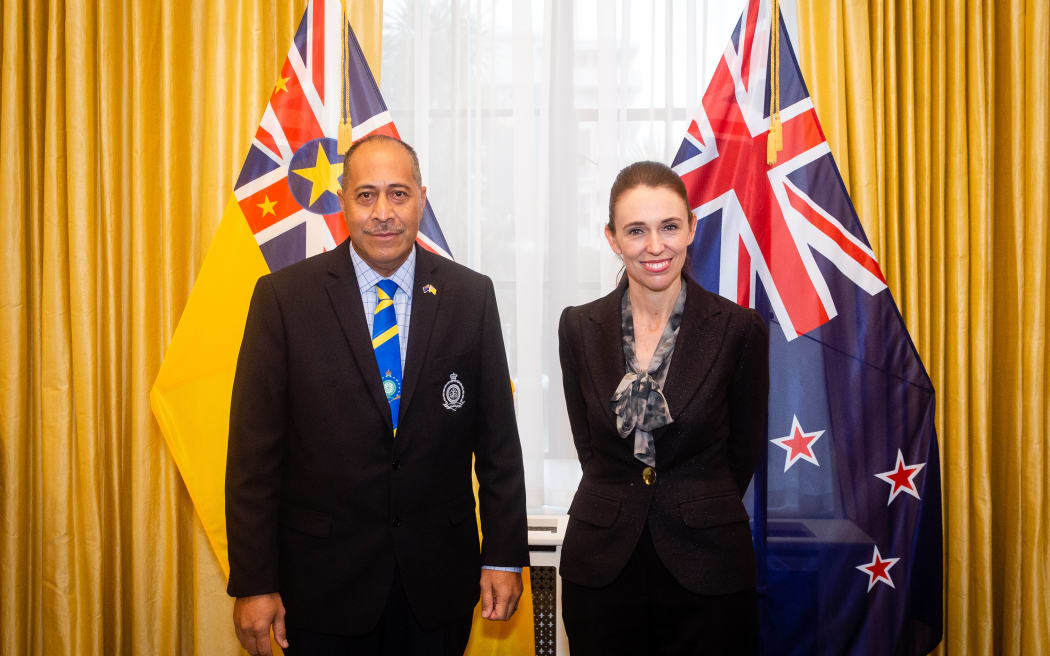 Dalton Tagelagi with the New Zealand Prime Minister Jacinda Ardern