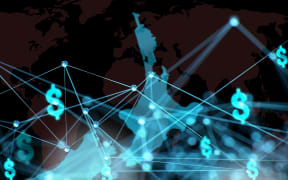 45136339 - abstract internet network communication concept background - cg render