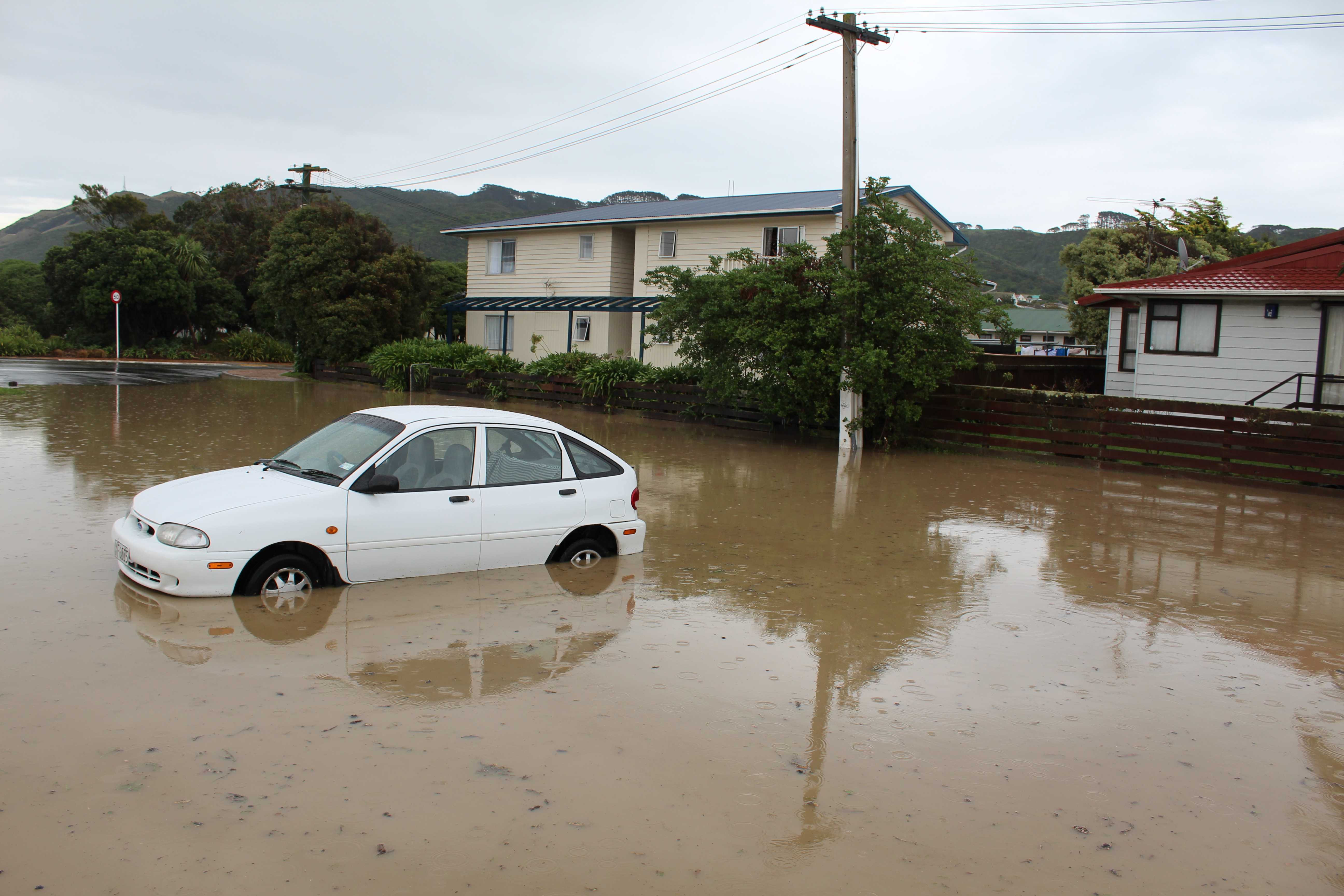 Flooding in Porirua this afternoon.