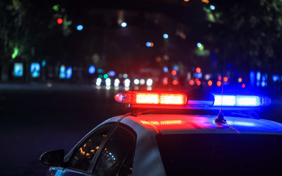 police car at night in street
