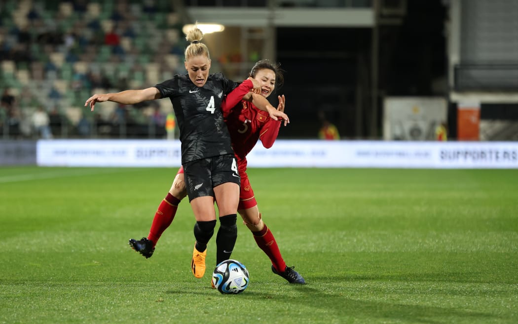 CJ Bott of Football Ferns during the international friendly match at McLean Park, Napier.