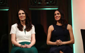 Prime Minister Jacinda Ardern and Meghan, Duchess of Sussex, attend the Auckland War Memorial Museum for a reception.