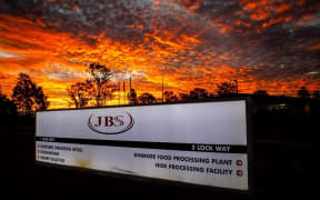 The northern Australian offices of JBS Foods is seen during sunset in Dinmore, west of Brisbane, on June 1, 2021