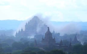 The ancient Sulamuni temple shrouded in dust as a 6.8 magnitude earthquake hit Bagan in central Myanmar.