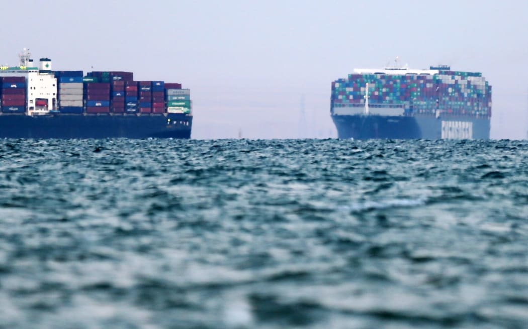 SUEZ, EGYPT - MARCH 29: The container ship 'Ever Given' enters Great Bitter Lake after it was refloated, unblocking the Suez Canal on March 29, 2021 in Suez, Egypt.