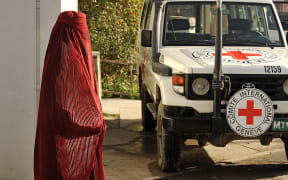 An Afghan woman at the International Committee for the Red Cross office in Kabul.