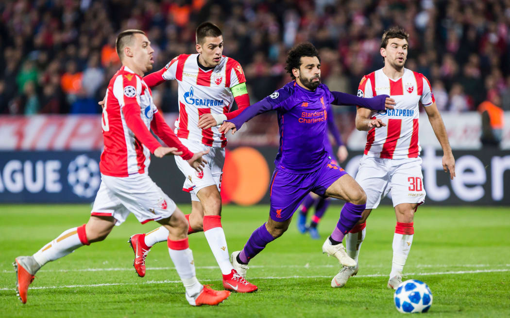 Mohamad Salah of Liverpool playing against Red Star Belgrade