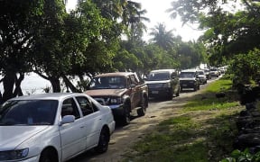 Road blockage in Luataunuu village, Samoa