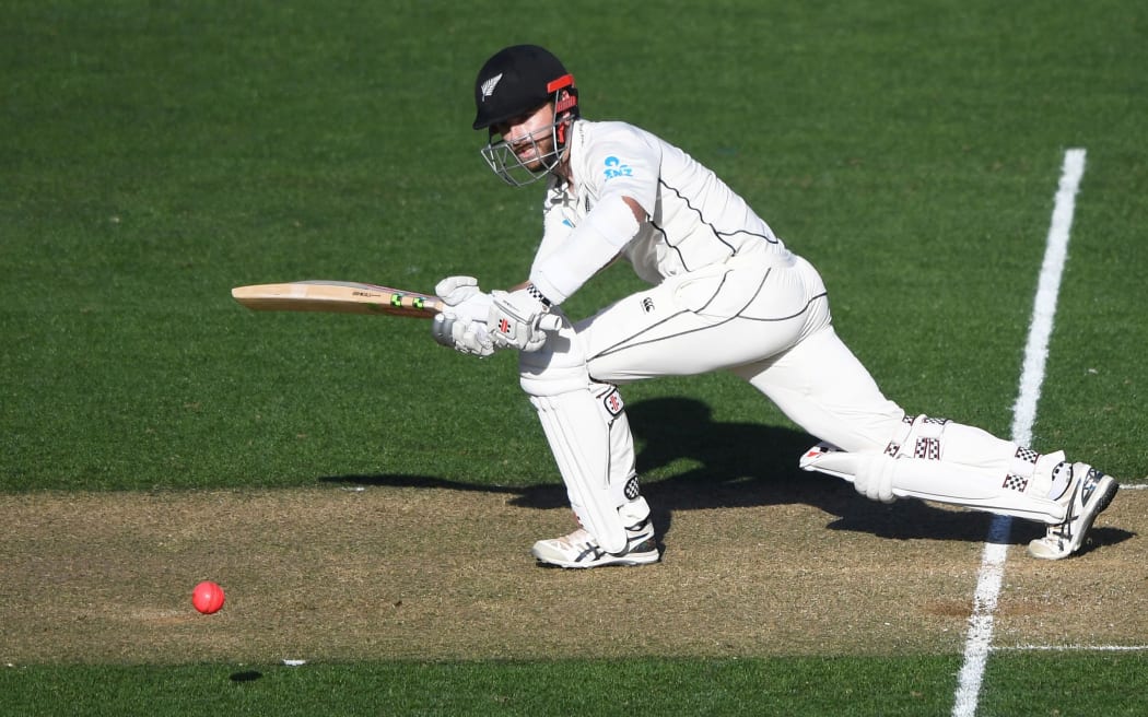 Kane Williamson in action for the Black Caps in their day/night Test against England.