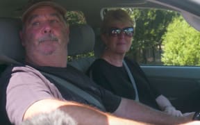 Michael and Judy Gullery in the escorted convoy through Wakefield.
