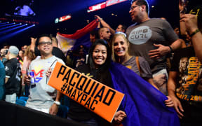 Boxing fans show their support ahead of the weigh-in for the so-called Fight of the Century.