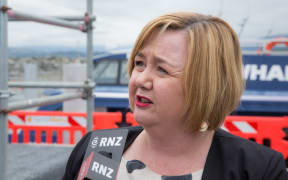 Megan Woods at the habour reopening in Kaikoura. 14 November 2017.