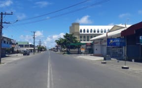 A main street in Samoa's capital Apia on the first day of a government shutdown and travel ban aimed at allowing mobile medical teams to visit people in need of measles vaccinations at their homes.