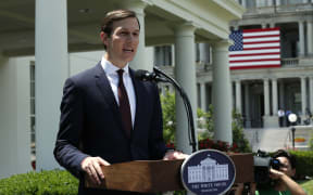Jared Kushner makes a statement from at the White House after being interviewed by the Senate Intelligence Committee in Washington on July 24, 2017.